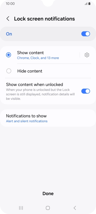 Press the required settings to turn them on or off. Press the required settings to turn them on or off.