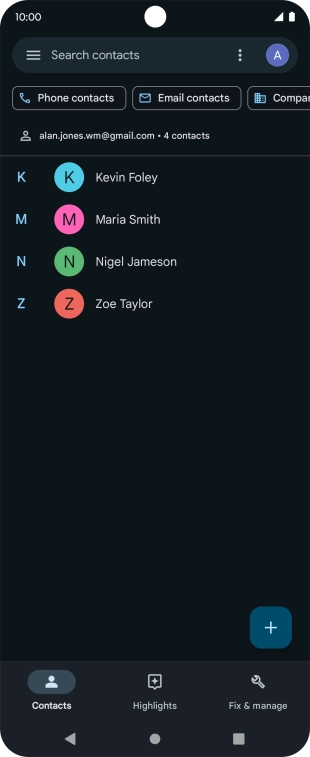Press the new contact icon. Press the new contact icon.