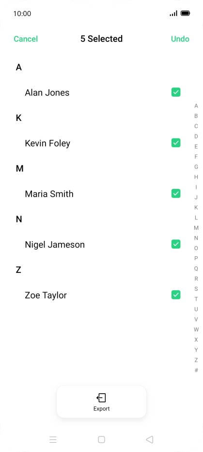 Press Export. Press Export.