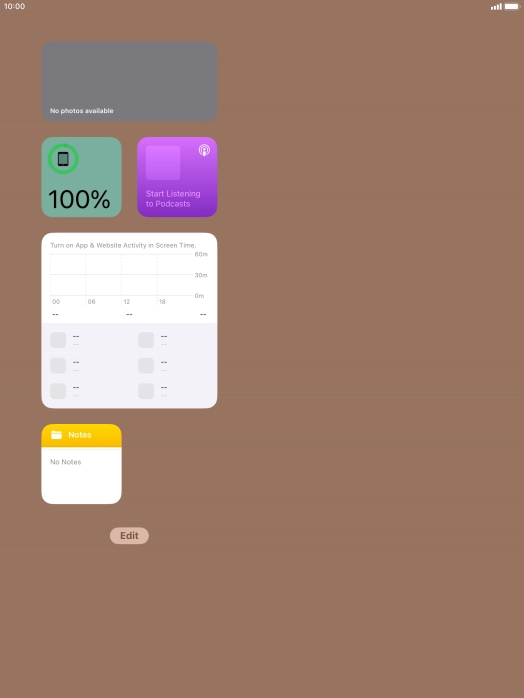 Press and hold the required widget until a pop-up menu is displayed. Press and hold the required widget until a pop-up menu is displayed.