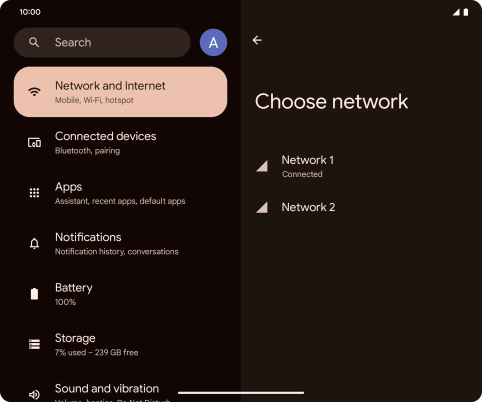 Press the required network. Press the required network.