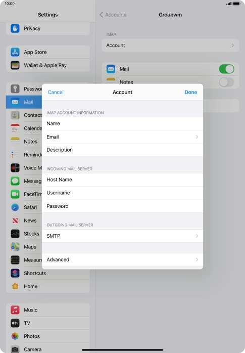 Press SMTP. Press SMTP.
