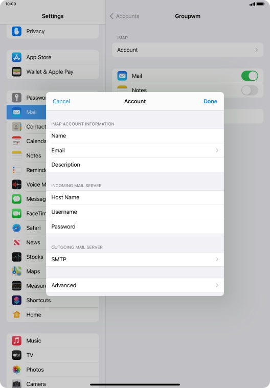 Press SMTP. Press SMTP.