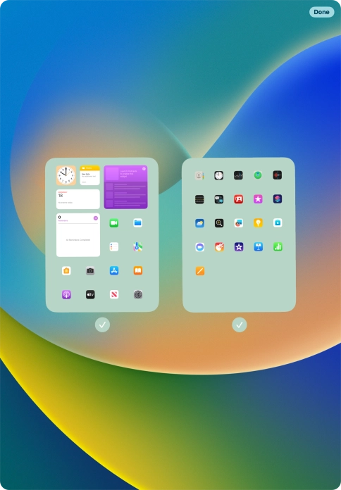 Press the fields below the required home screens to select or deselect them. Press the fields below the required home screens to select or deselect them.