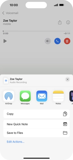 Press the required setting and follow the instructions on the screen to share or save the message. Press the required setting and follow the instructions on the screen to share or save the message.