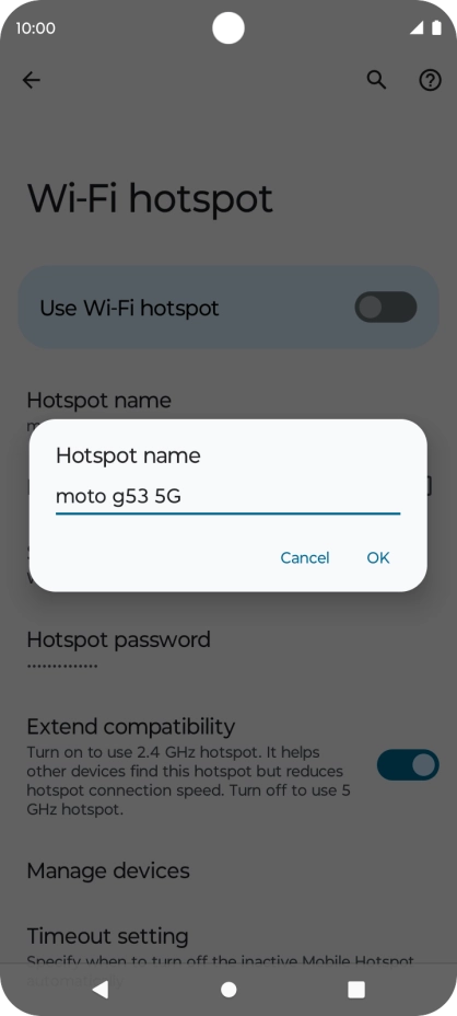 Key in the required Wi-Fi hotspot name and press OK. Key in the required Wi-Fi hotspot name and press OK.