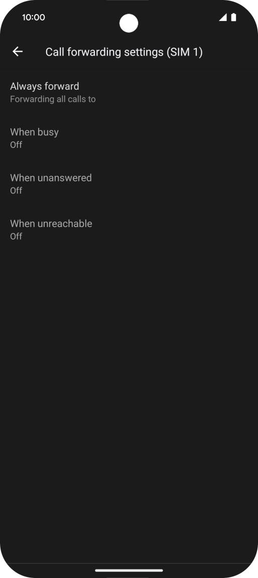 Press the required divert type. Press the required divert type.