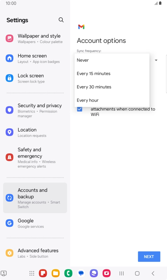 Press the required setting. Press the required setting.