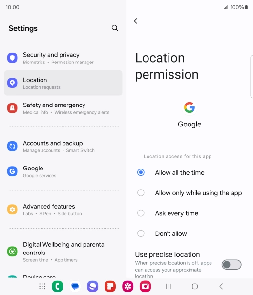 Press the required setting. Press the required setting.