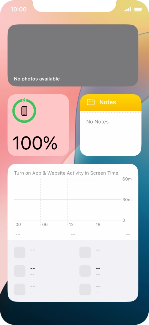 Slide your finger up or down on the screen to see more widgets. Slide your finger up or down on the screen to see more widgets.