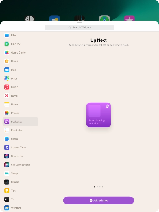 Press Add Widget. Press Add Widget.