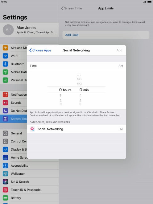 Set the required time limit for use of the selected category. Set the required time limit for use of the selected category.