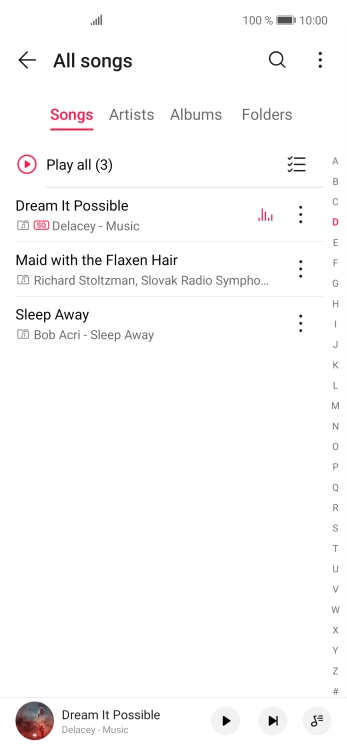 Press the required category and go to the required audio file. Press the required category and go to the required audio file.