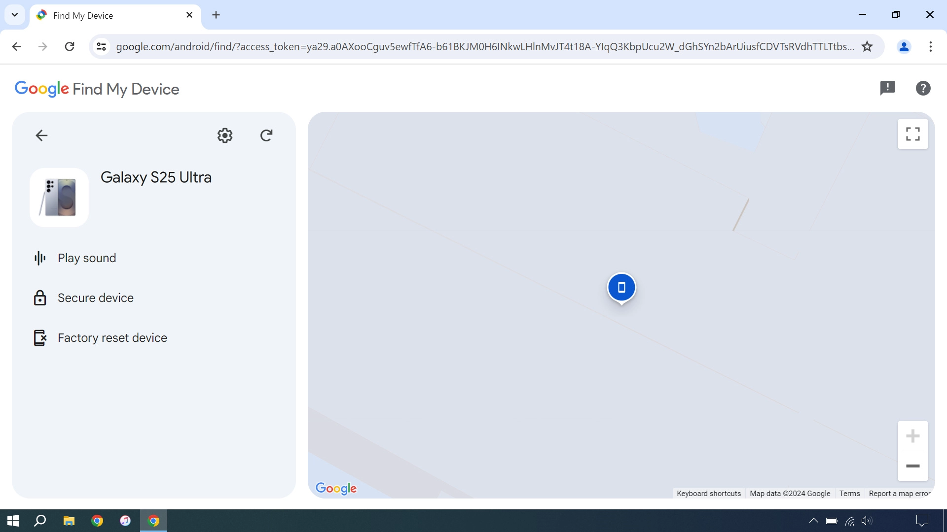 Your phone's latest position is displayed on the map. Your phone's latest position is displayed on the map.