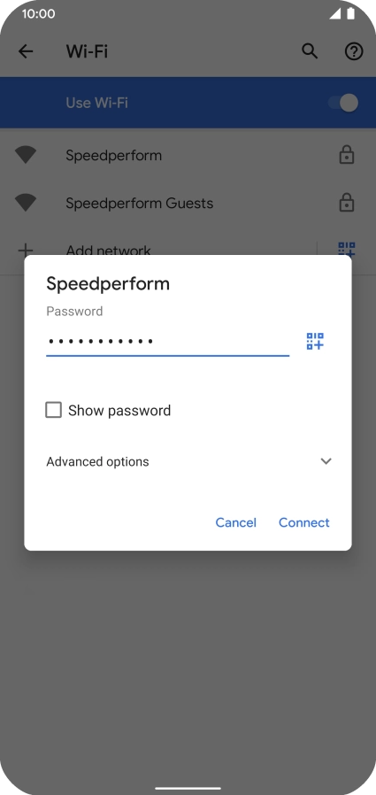 Key in the password for the Wi-Fi network and press Connect. Key in the password for the Wi-Fi network and press Connect.