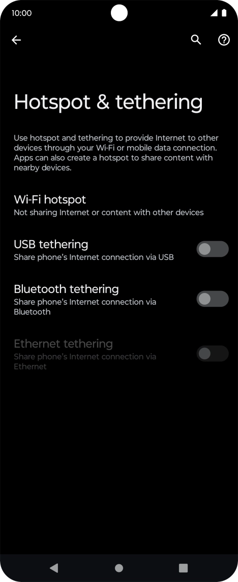 Press Wi-Fi hotspot. Press Wi-Fi hotspot.