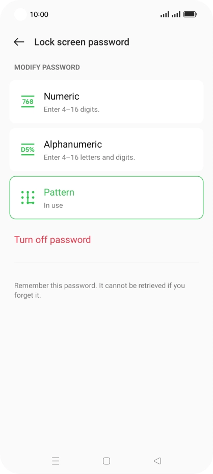 Press Turn off password. Press Turn off password.