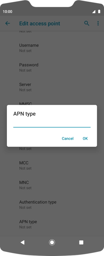 Key in default and press OK. Key in default and press OK.