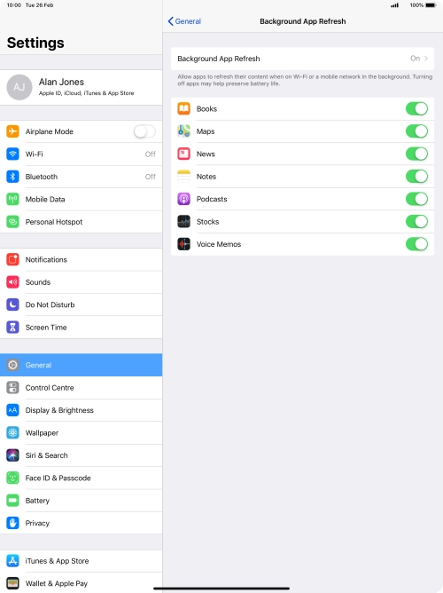 Press Background App Refresh. Press Background App Refresh.