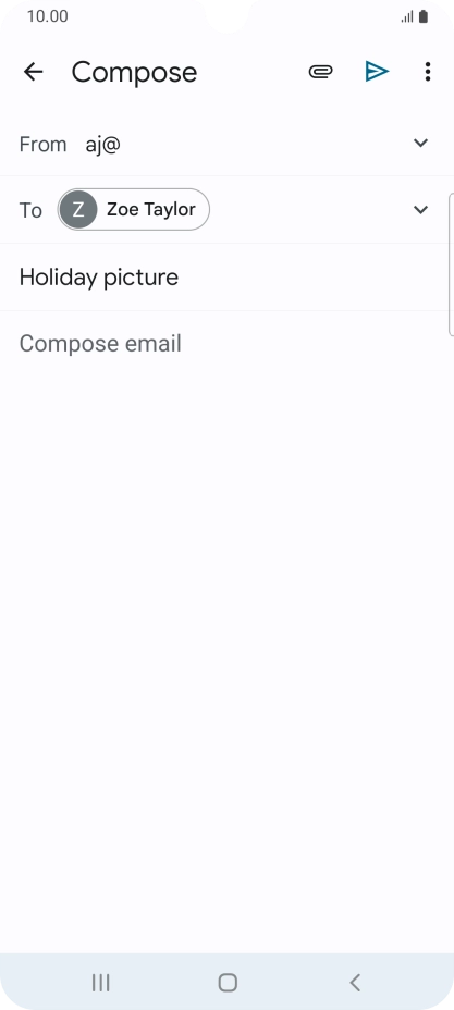 Press the text input field and write the text for your email. Press the text input field and write the text for your email.