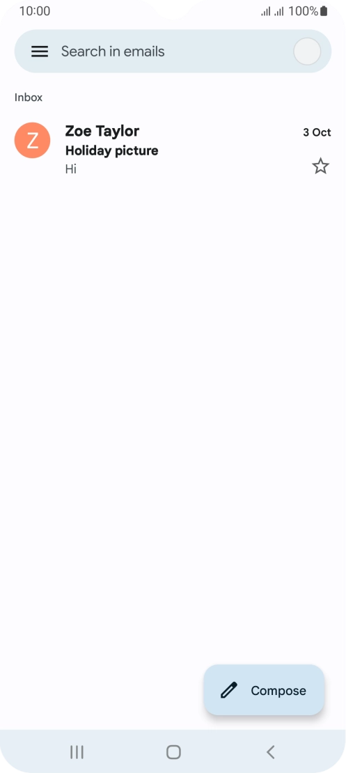 Press the email account icon. Press the email account icon.