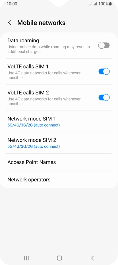 Press Network mode ‹SIM›. Press Network mode ‹SIM›.