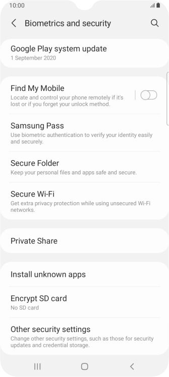 Press Other security settings. Press Other security settings.