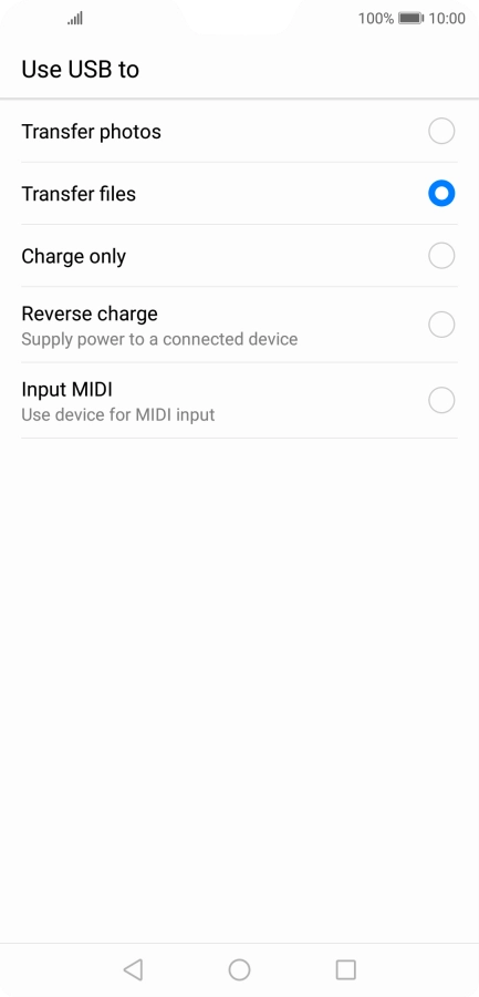 Press Transfer files. Press Transfer files.