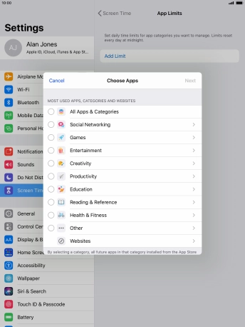 Press the required categories. Press the required categories.