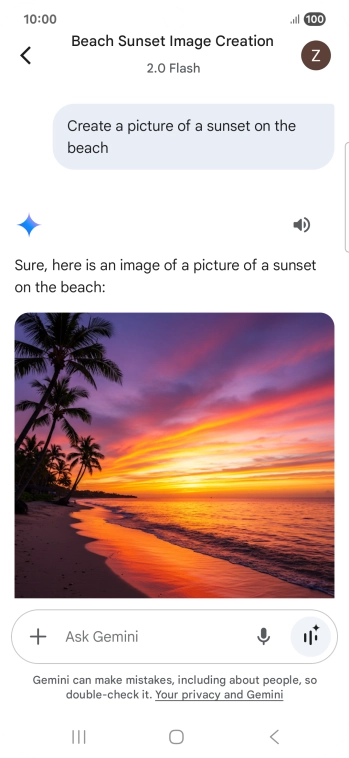 You can also ask Gemini to generate a picture based on your description. You can also ask Gemini to generate a picture based on your description.