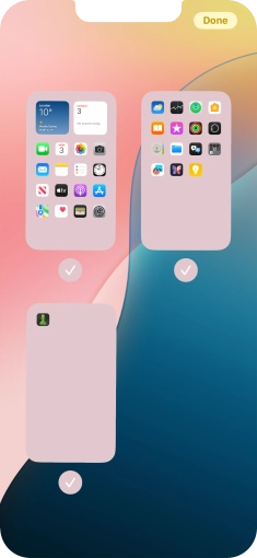 Press the field below the required home screen page to turn page view on or off. Press the field below the required home screen page to turn page view on or off.