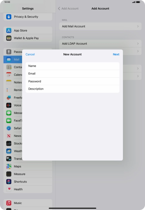 Press Description and key in the required name. Press Description and key in the required name.