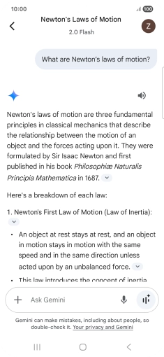 Transcription of the conversation with Gemini Live is now displayed. Transcription of the conversation with Gemini Live is now displayed.