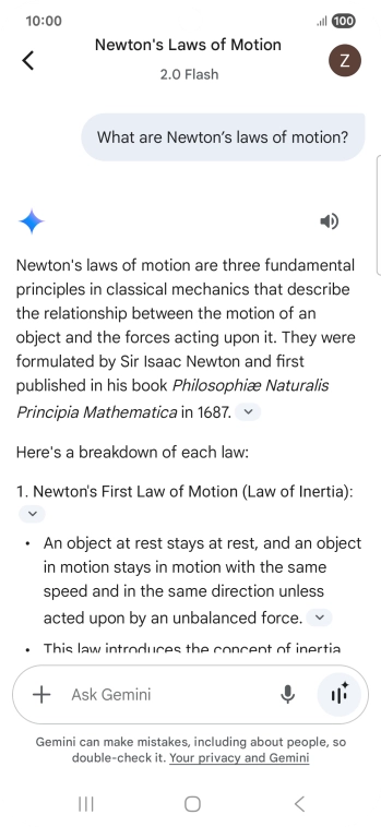 Transcription of the conversation with Gemini Live is now displayed. Transcription of the conversation with Gemini Live is now displayed.