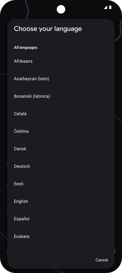Press the required language. Press the required language.