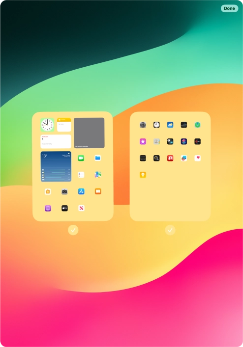 Press the fields below the required home screens to select or deselect them. Press the fields below the required home screens to select or deselect them.
