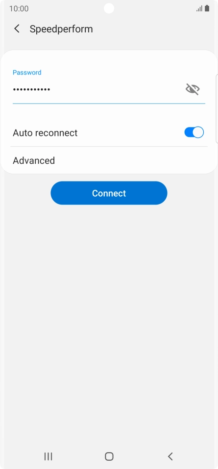 Key in the password for the Wi-Fi network and press Connect. Key in the password for the Wi-Fi network and press Connect.