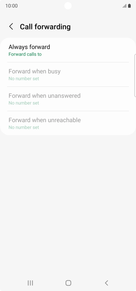 Press the required divert type. Press the required divert type.