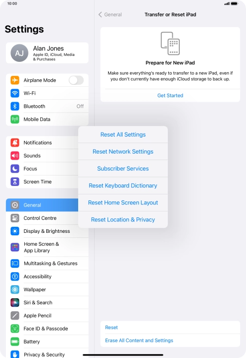 Press Reset All Settings. Press Reset All Settings.