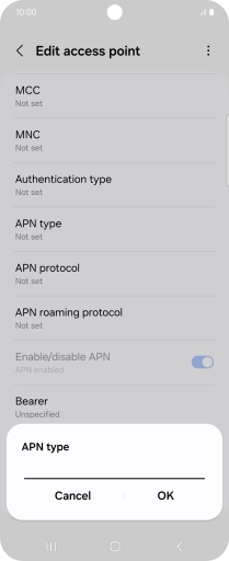 Key in default and press OK. Key in default and press OK.