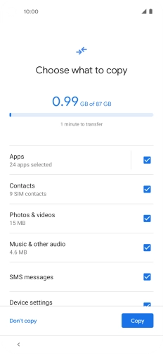 Press the fields next to the required data types. Press the fields next to the required data types.