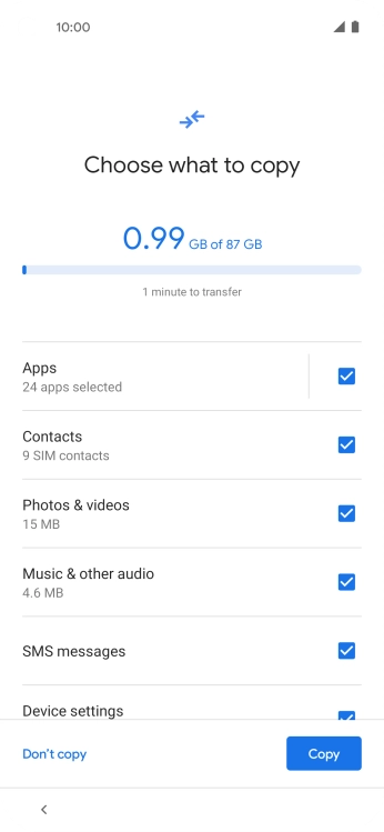 Press the fields next to the required data types. Press the fields next to the required data types.