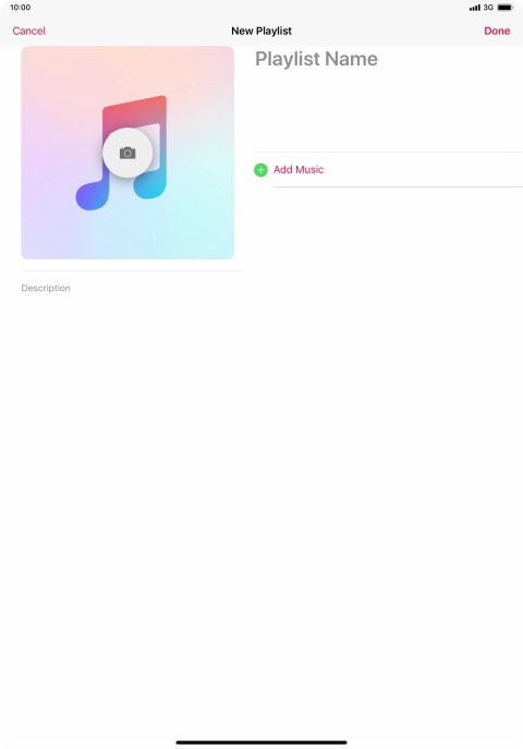 Press the text input field and key in a name for the playlist. Press the text input field and key in a name for the playlist.
