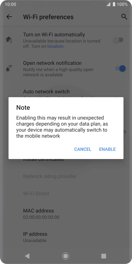 If you turn on the function, press ENABLE. If you turn on the function, press ENABLE.