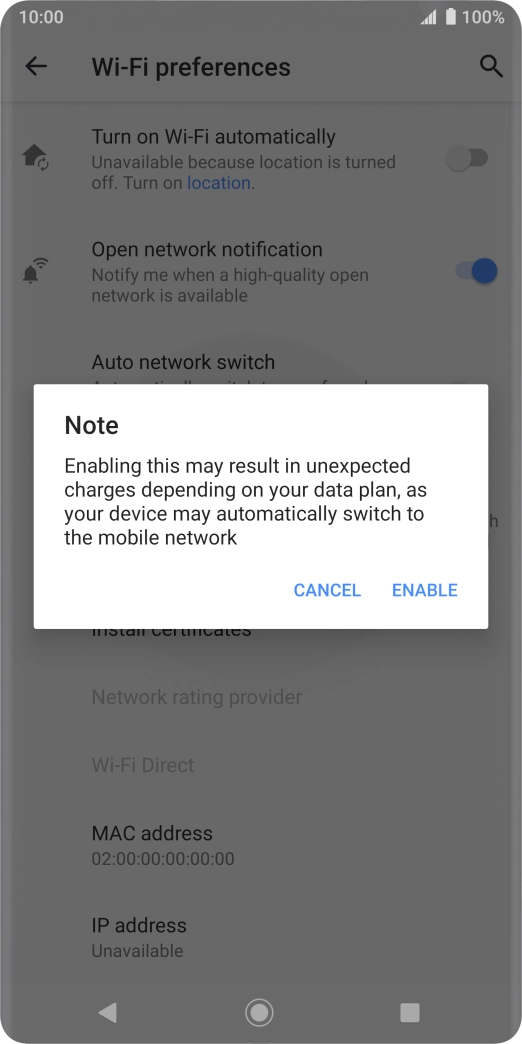 If you turn on the function, press ENABLE. If you turn on the function, press ENABLE.
