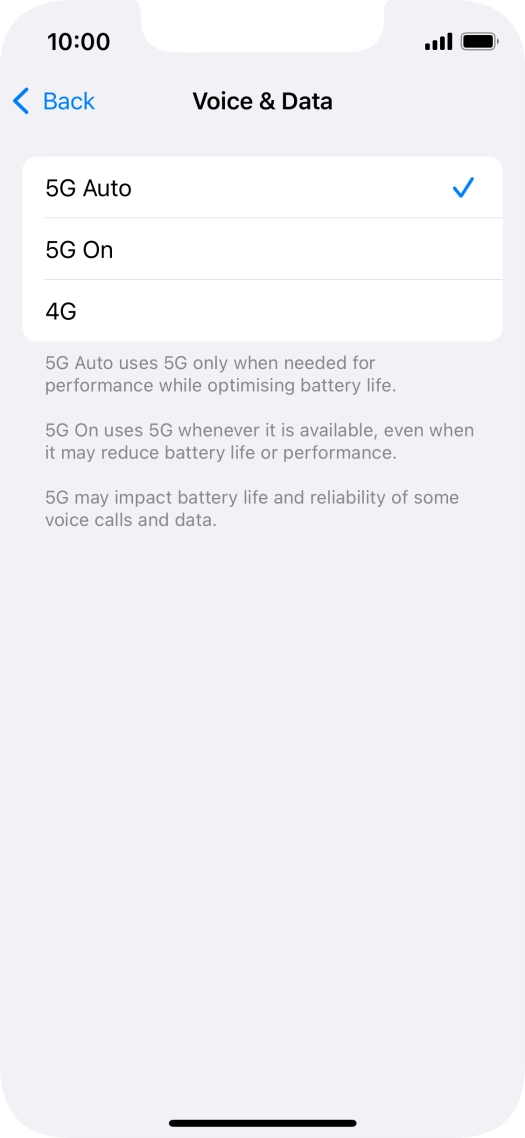 To turn on automatic switch between 5G and 4G, press 5G Auto. To turn on automatic switch between 5G and 4G, press 5G Auto.