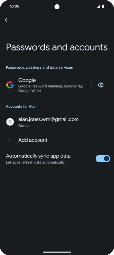 Press Add account. Press Add account.