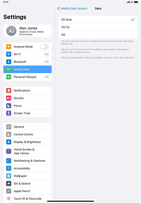 To turn on automatic switch between 5G and 4G, press 5G Auto. To turn on automatic switch between 5G and 4G, press 5G Auto.