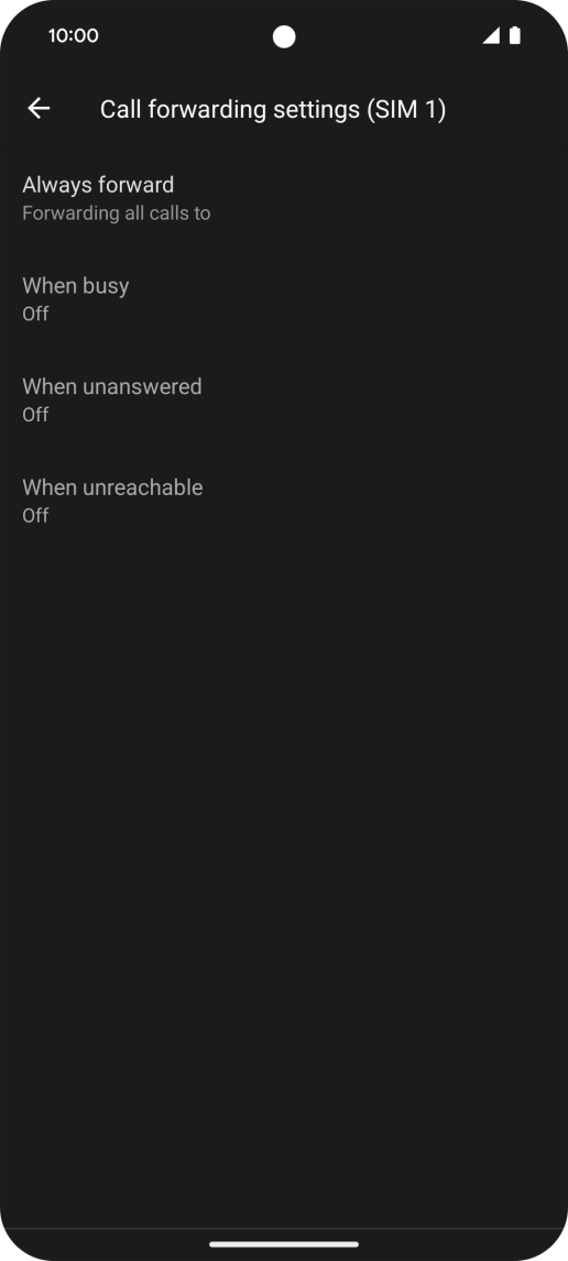 Press the required divert type. Press the required divert type.