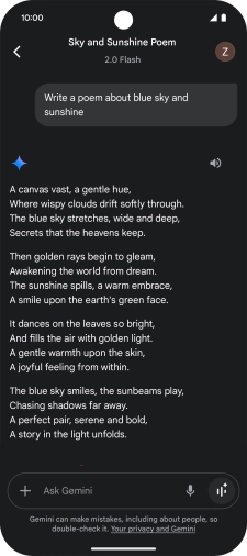 You can ask Gemini to generate a text based on your description. You can ask Gemini to generate a text based on your description.